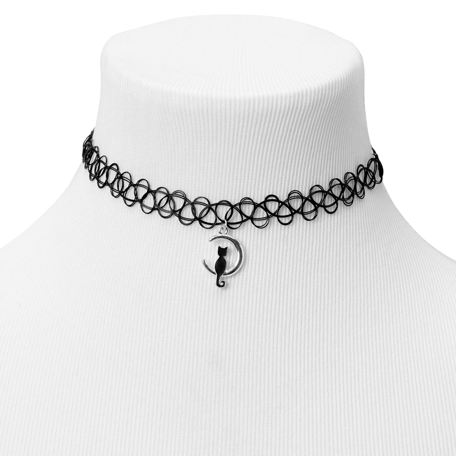 Black Cat Mood Tattoo Choker Necklace